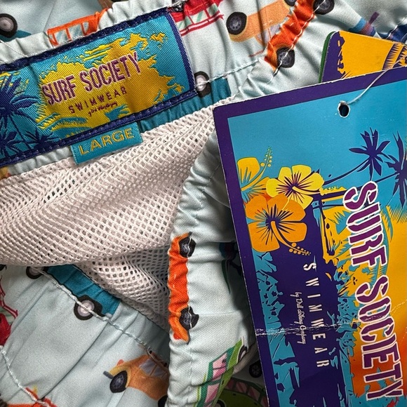 Surf Society Men’s Size Large Retro Cars Swim Trunks Board Shorts - Picture 8 of 8